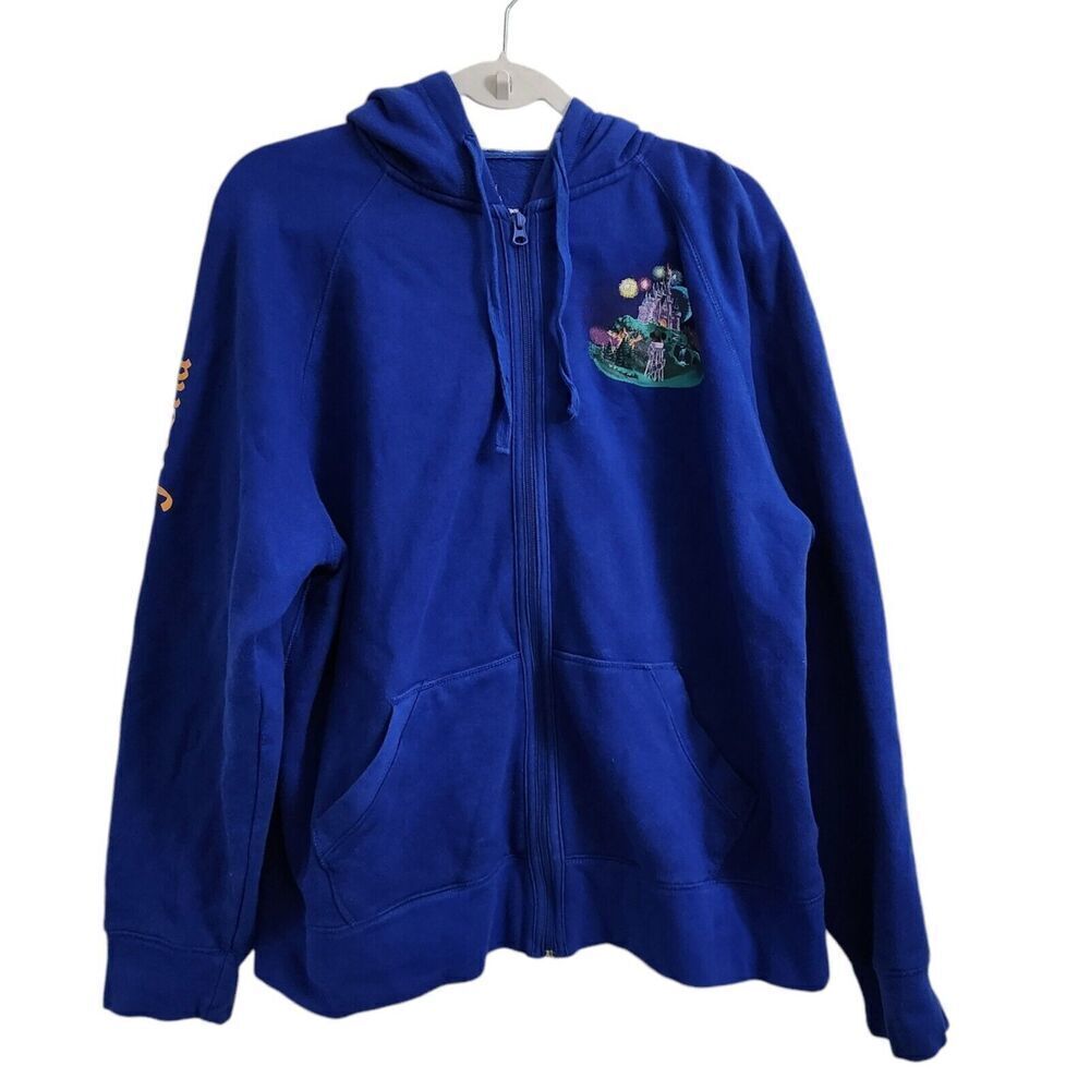 Disney Parks Sweater XL‎ Blue Walt Disney World Embroidered Hoodie Mickey Minnie